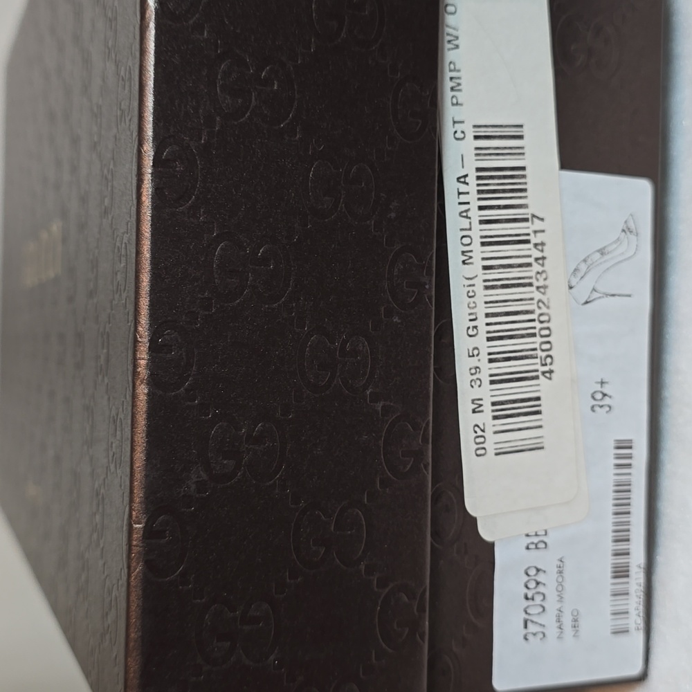 GUCCI Nappa Moorea Molaita Black Leather Pumps With Chain Detail Size 39.5 - Picture 10 of 11